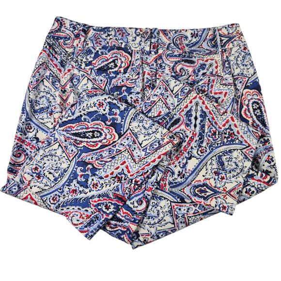 Talbots Red White Blue Paisley Perfect Crop Pants 2 Petite 28 Waist - Picture 2 of 4